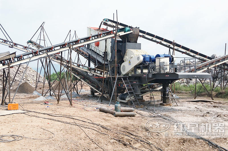 輪胎移動重錘破粉石子機現(xiàn)場
