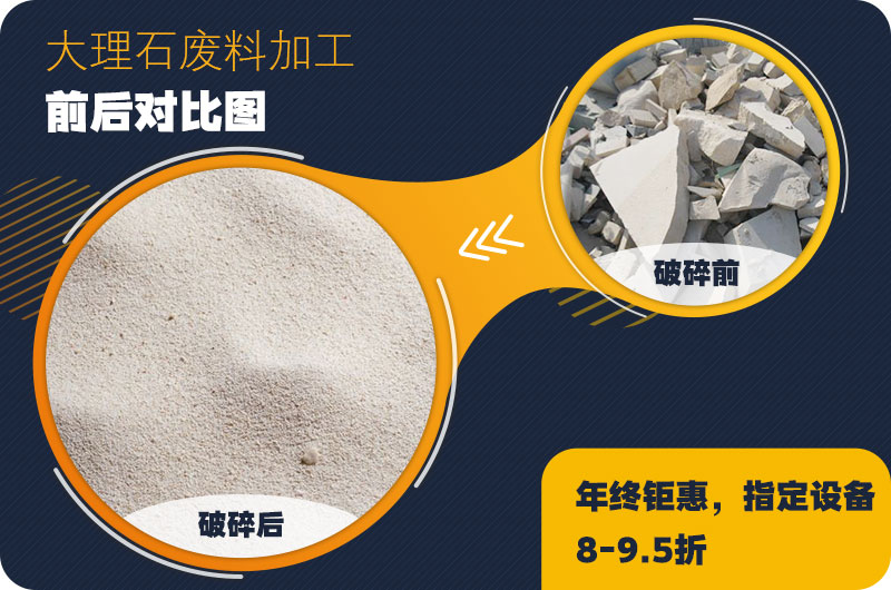 大理石廢料破碎前后對比，售價高利潤好